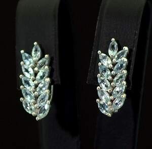 Срібні сережки 925 проби 3,86 г з блакитними Топазами 1,98 карат Срібні сережки 925 проби 3,86 г з блакитними Топазами 1,98 карат