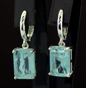 Срібні сережки 925 проби 7,74 г з Турмалінами Індіголітами 6,9 карат Срібні сережки 925 проби 7,74 г з Турмалінами Індіголітами 6,9 карат