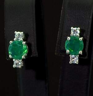 Срібні сережки 925 проби 1,89 г з зеленими ефіопськими Опалами класу АААА та топазами зі США 1,72 карат