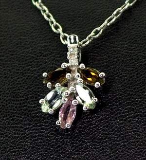 Срібна підвіска 925 проби 2,06 г з бразильськими Турмалінами та африканськми Діамантами VVS1 1,25 карат