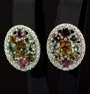 Срібні сережки 925 проби 8,19 г з бразильськими Турмалінами та африканськими Діамантами VVS1 7,35 карат