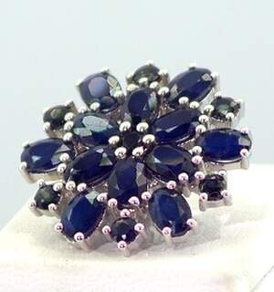 Серебряная брошь 925 пробы 5,88 г со шри-ланкийскими Сапфірами АААА 7,95 карат