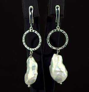 Срібні сережки 925 проби 6,8 г з таїтянськими Перлинами бароко Срібні сережки 925 проби 6,8 г з таїтянськими Перлинами бароко