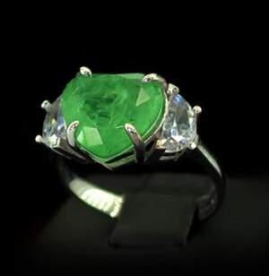 Срібна каблучка 925 проби 4,41 г з Турмаліном Хромдравітом та цирконами 3,94 карат