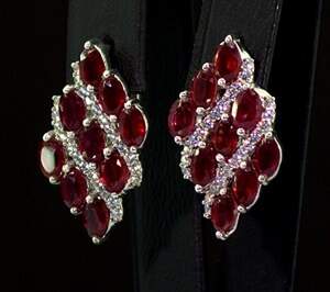Срібні сережки 925 проби 7,23 г з африканськими Роял Рубінами класу АААА та цирконами 7,28 карат Срібні сережки 925 проби 7,23 г з африканськими Роял Рубінами класу АААА та цирконами 7,28 карат