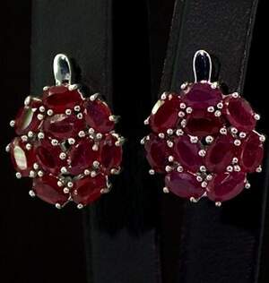 Срібні сережки 925 проби 5,05 г з африканськими Роял Рубінами класу АААА 7 карат Срібні сережки 925 проби 5,05 г з африканськими Роял Рубінами класу АААА 7 карат