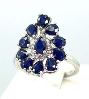 Срібна каблучка 925 проби 4,82 г зі шрі-ланкійськими Сапфірами класу АААА та цирконами 5,31 карат Срібна каблучка 925 проби 4,82 г зі шрі-ланкійськими Сапфірами класу АААА та цирконами 5,31 карат