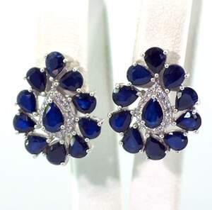 Срібні сережки 925 проби 7,73 г зі шрі-ланкійськими Сапфірами класу АААА та цирконами 9,92 карат Срібні сережки 925 проби 7,73 г зі шрі-ланкійськими Сапфірами класу АААА та цирконами 9,92 карат