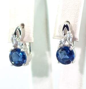 Срібні сережки 925 проби 3,78 г з Флюоритами Блу Джон та цирконами 2,78 карат Срібні сережки 925 проби 3,78 г з Флюоритами Блу Джон та цирконами 2,78 карат