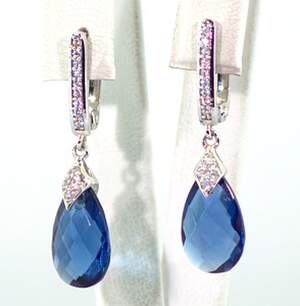 Срібні сережки 925 проби 4,25 г з Танзанітами Nano та цирконами 8 карат Срібні сережки 925 проби 4,25 г з Танзанітами Nano та цирконами 8 карат