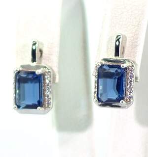 Срібні сережки 925 проби 3,92 г з Танзанітами Nano та цирконами 3,13 карат Срібні сережки 925 проби 3,92 г з Танзанітами Nano та цирконами 3,13 карат