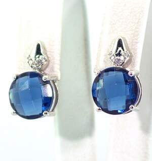 Срібні сережки 925 проби 4,17 г з Флюоритами Блу Джон та цирконами 6,51 карат Срібні сережки 925 проби 4,17 г з Флюоритами Блу Джон та цирконами 6,51 карат