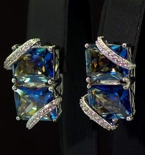 Срібні сережки 925 проби 9,85 г з містичнимм Топазами та цирконами 21,95 карат Срібні сережки 925 проби 9,85 г з містичнимм Топазами та цирконами 21,95 карат