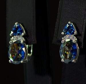 Срібні сережки 925 проби 3,26 г з містичнимм Топазами та цирконами 4,72 карат Срібні сережки 925 проби 3,26 г з містичнимм Топазами та цирконами 4,72 карат