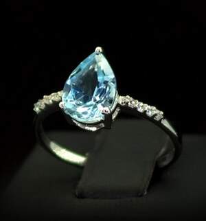 Срібна каблучка 925 проби 1,91 г з блакитним Топазом та цирконами 2,45 карат Срібна каблучка 925 проби 1,91 г з блакитним Топазом та цирконами 2,45 карат