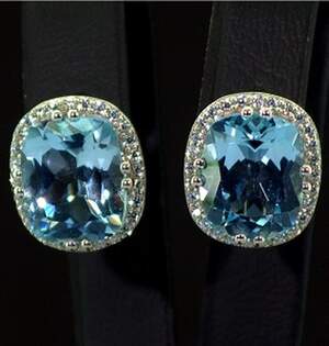 Срібні сережки 925 проби 7,47 г з блакитними Топазами та цирконами 14,43 карат Срібні сережки 925 проби 7,47 г з блакитними Топазами та цирконами 14,43 карат