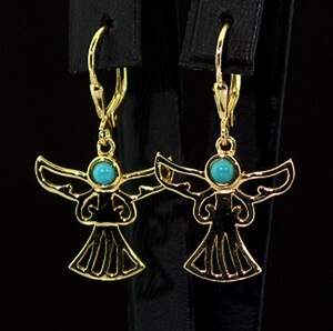 Серебряные серьги 925 пробы 4,12 гр. с мозаичной Бирюзой и топазами из США 0,23 карат Серебряные серьги 925 пробы 4,12 гр. с мозаичной Бирюзой и топазами из США 0,23 карат
