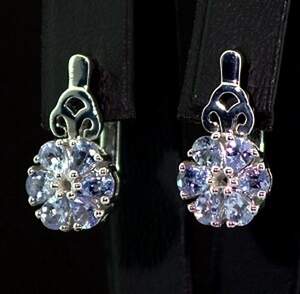 Серебряные серьги 925 пробы 4,9 гр. с Танзанитами и топазами из США 1,91 карат Серебряные серьги 925 пробы 4,9 гр. с Танзанитами и топазами из США 1,91 карат