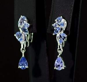 Серебряные серьги 925 пробы 3,63 гр. с Танзанитами класса АААА 1,62 карат Серебряные серьги 925 пробы 3,63 гр. с Танзанитами класса АААА 1,62 карат