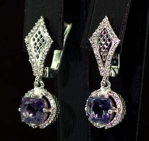 Серебряные серьги 925 пробы 4,2 гр. с Флюоритами Блу Джон и топазами из США 3,01 карат Серебряные серьги 925 пробы 4,2 гр. с Флюоритами Блу Джон и топазами из США 3,01 карат