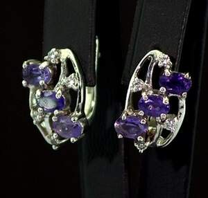 Серебряные серьги 925 пробы 7,95 г с Аметистами и цирконами 9,1 карат Серебряные серьги 925 пробы 7,95 г с Аметистами и цирконами 9,1 карат