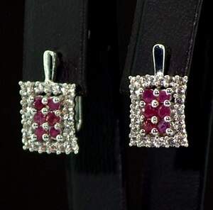 Серебряные серьги 925 пробы 3,71 гр. с танзанийскими Рубинами класса АААА и топазами из США 0,81 карат Серебряные серьги 925 пробы 3,71 гр. с танзанийскими Рубинами класса АААА и топазами из США 0,81 карат