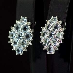 Серебряные серьги 925 пробы 4,79 гр. с замбийскими Аквамаринами и топазами из США 4,46 карат Серебряные серьги 925 пробы 4,79 гр. с замбийскими Аквамаринами и топазами из США 4,46 карат