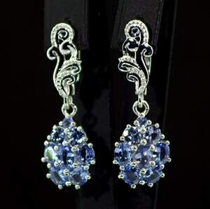 Серебряные серьги 925 пробы 6,89 гр. с Танзанитами класса АААА 4,4 карат Серебряные серьги 925 пробы 6,89 гр. с Танзанитами класса АААА 4,4 карат