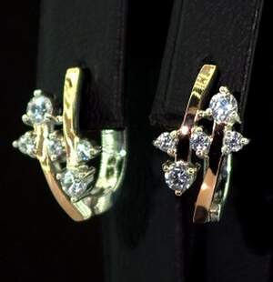 Срібні сережки 925 проби з позолотою 375 проби 3,62 г з білими Фіанітами 1,1 карат Срібні сережки 925 проби з позолотою 375 проби 3,62 г з білими Фіанітами 1,1 карат