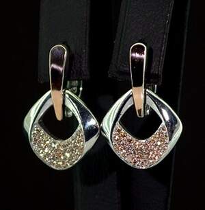 Срібні сережки 925 проби з позолотою 375 проби 6,48 г з жовтими Фіанітами 0,95 карат Срібні сережки 925 проби з позолотою 375 проби 6,48 г з жовтими Фіанітами 0,95 карат