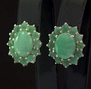 Срібні сережки 925 проби 6,42 г з бразильськими Смарагдами класу АААА 7,95 карат Срібні сережки 925 проби 6,42 г з бразильськими Смарагдами класу АААА 7,95 карат