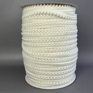 #5 Тесьма с помпонами 13мм (помпоны Ø5мм) - айвори #5 Тесьма с помпонами 13мм (помпоны Ø5мм) - айвори