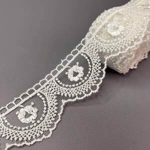(#64) Кружево на сетке органзе 4,5 см - Молоко (#64) Кружево на сетке органзе 4,5 см - Молоко