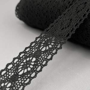 (1 метр) Кружево льняное 3 см Цвет - черный MY121 (1 метр) Кружево льняное 3 см Цвет - черный MY121