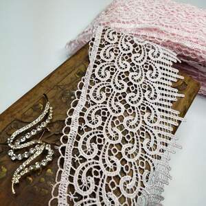 (1 метр) Кружево макраме Sindtex 10см Цвет - Розовый нежный (36М-SF-3998-4)