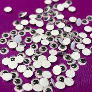 (10г) Подвижные глазки для игрушек самоклеющиеся Ø6мм - 430 шт