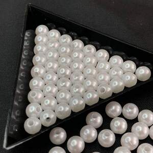 (20 грамм) Жемчуг бусины пластик Ø6мм, Цвет - Белый перламутр (20 грамм) Жемчуг бусины пластик Ø6мм, Цвет - Белый перламутр