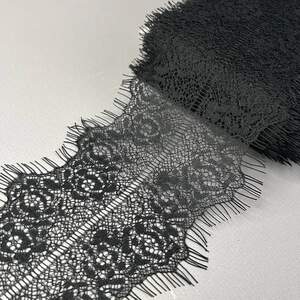 (3 м) Французское кружево с ресничками, Шантильи 8,5 см (#138) - черный (3 м) Французское кружево с ресничками, Шантильи 8,5 см (#138) - черный