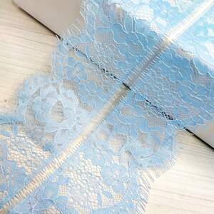 (3 метра) Французское кружево с ресничками, Шантильи 6,5см (1320), Цвет - голубой (3 метра) Французское кружево с ресничками, Шантильи 6,5см (1320), Цвет - голубой