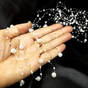 (5шт по 1,3 метра) Бусины на леске Ø8 и Ø3мм Цвет - Белый (5шт по 1,3 метра) Бусины на леске Ø8 и Ø3мм Цвет - Белый