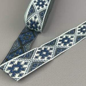 2 см Тесьма национальная - синий орнамент, моток 6 м