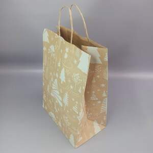 Бумажный пакет с ручками Новый Год 260х150х350 мм бурый крафт