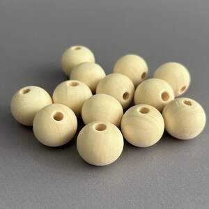 Бусина деревянная круглая 20 мм, бук отверстие 5 мм