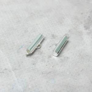 Концевик-трубочка слайдер для украшений 16 мм - свтлое серебро