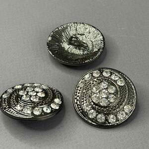 Пуговица металл декоративная, с стразами 30 мм - темный никель Пуговица металл декоративная, с стразами 30 мм - темный никель