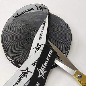 Резинка поясная 3,8см черная-белая с надписью Athletic