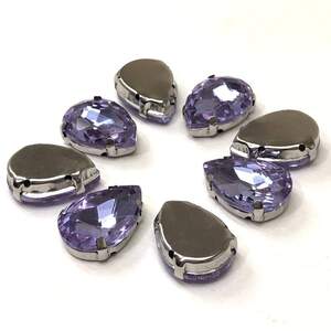 Стразы в цапах 13х18 мм (стекло) Капля, сиреневый