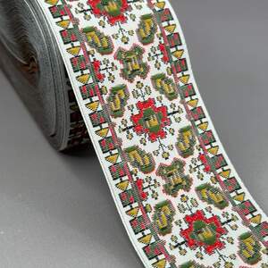 Тесьма с украинским орнаментом 50 мм - вышиванка мак