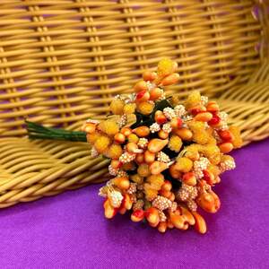 Тычинки в букете на ветке 8,5 см - морковный Тычинки в букете на ветке 8,5 см - морковный