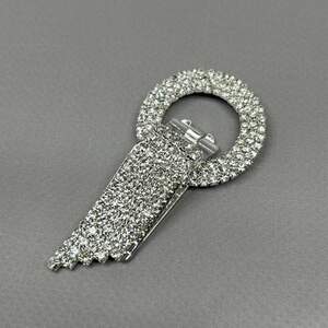 Шубная застежка-клипса 7см, Ø 3,5см со стразами - светлое серебро (#18403) Шубная застежка-клипса 7см, Ø 3,5см со стразами - светлое серебро (#18403)